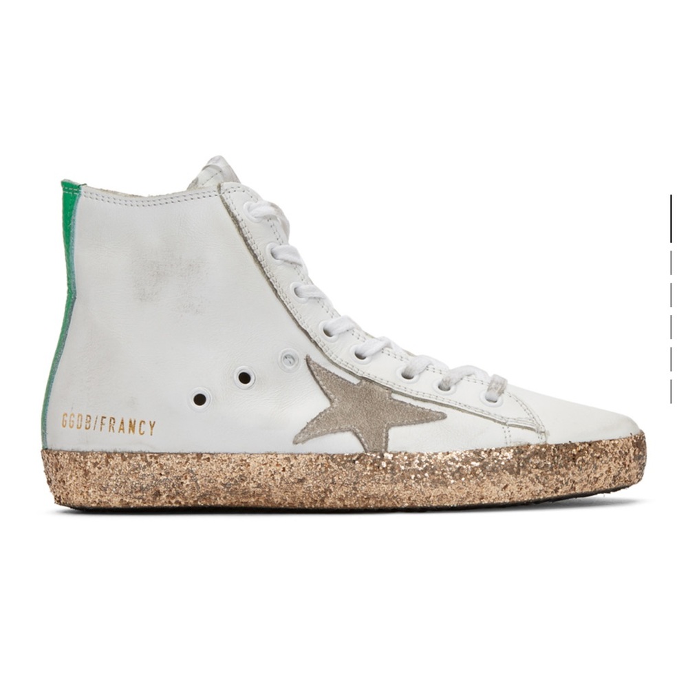 Golden goose white and gold fancy high tops